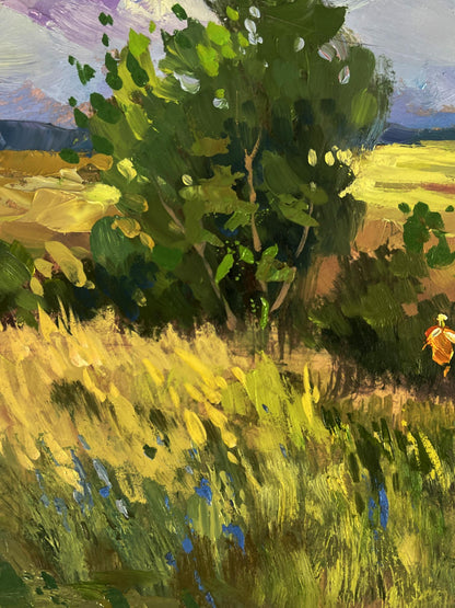 Vibrant impressionist oil painting A walk through cloudy nature by Yuriy Suprunchuk