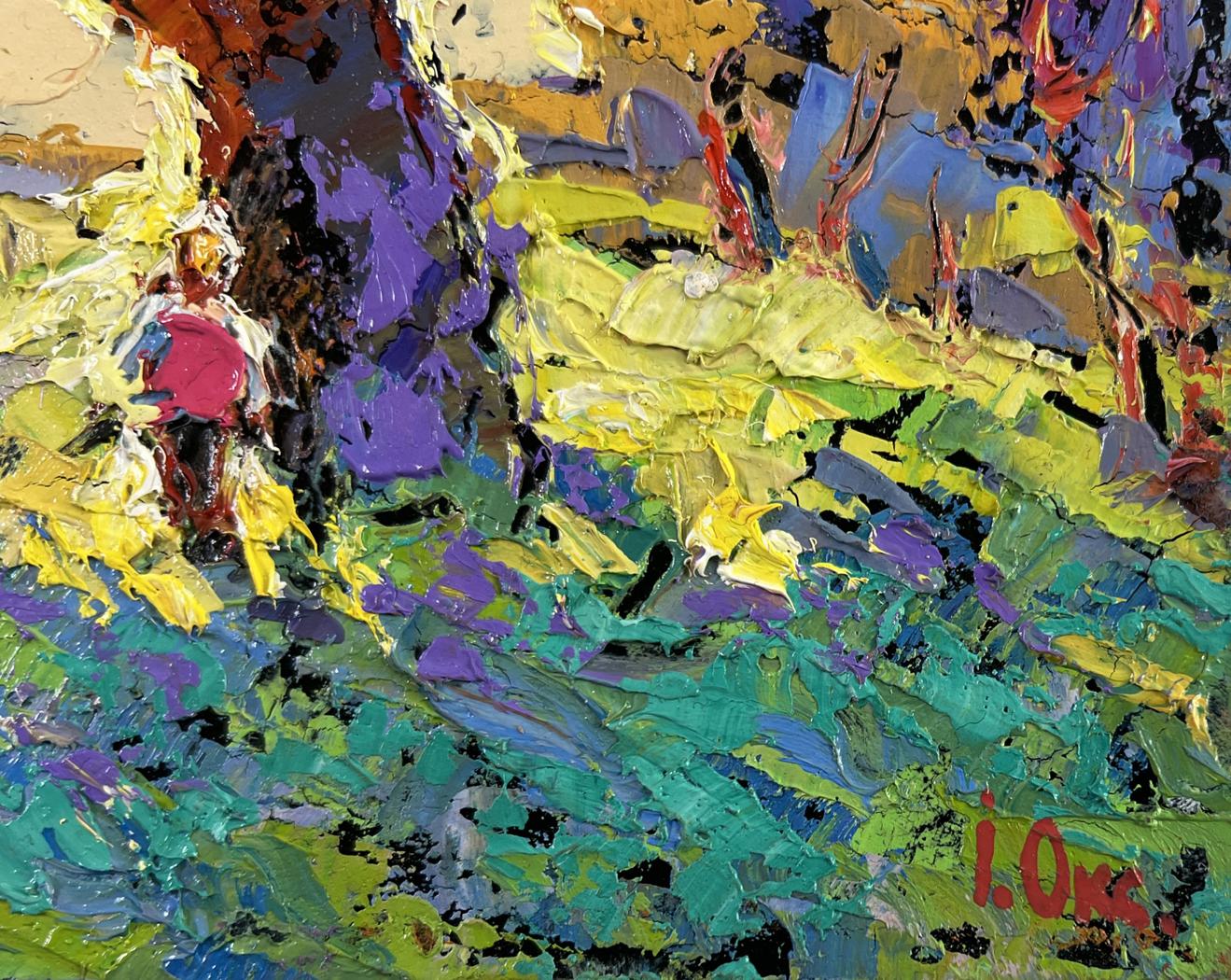 Vibrant impasto oil painting The heat hangs over the field by Oksana Ivanyuk