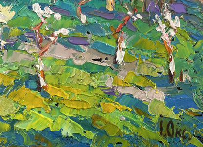 Oil painting Blooming spring garden by Oksana Ivanyuk with blossoms