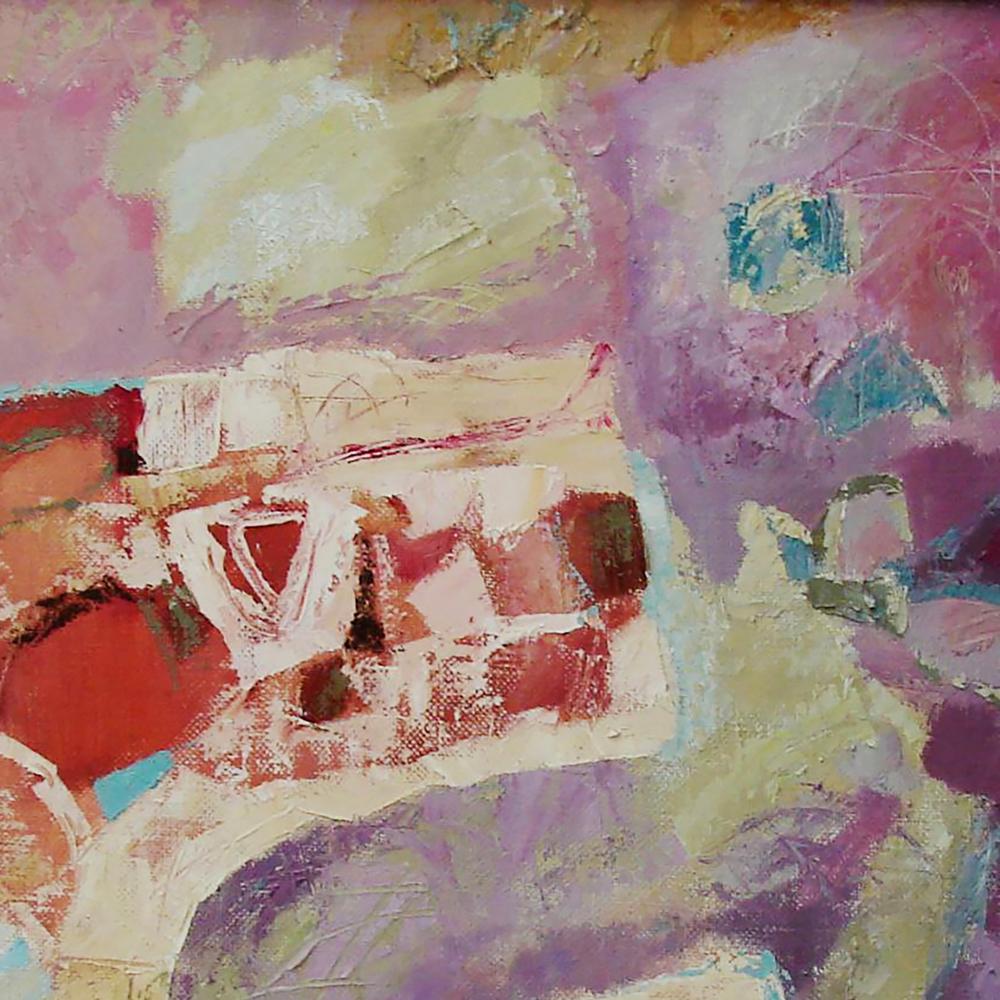Oil painting Big and small by Tatyana Shulyak with vibrant pink purple strokes
