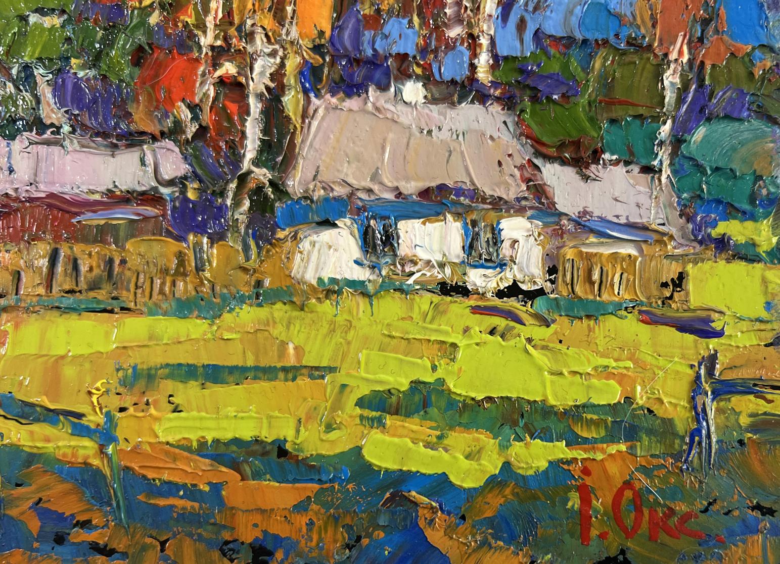 Vibrant impressionist oil painting The gold of an October day by Oksana Ivanyuk
