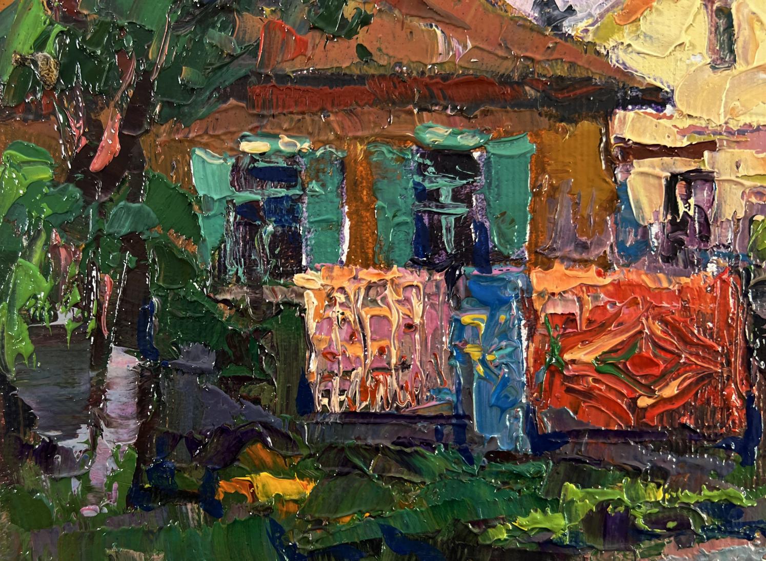 Vibrant impressionist oil painting Weekend in the village by Oksana Ivanyuk