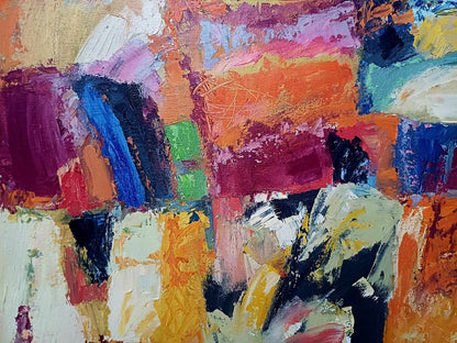 Vibrant oil painting Orange-blue composition by Tatyana Shulyak