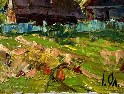 Vibrant impressionist oil painting Behind the Yard by Oleksiy Ivanyuk