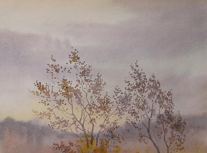 Watercolor painting The last days of autumn by Valery Savenets
