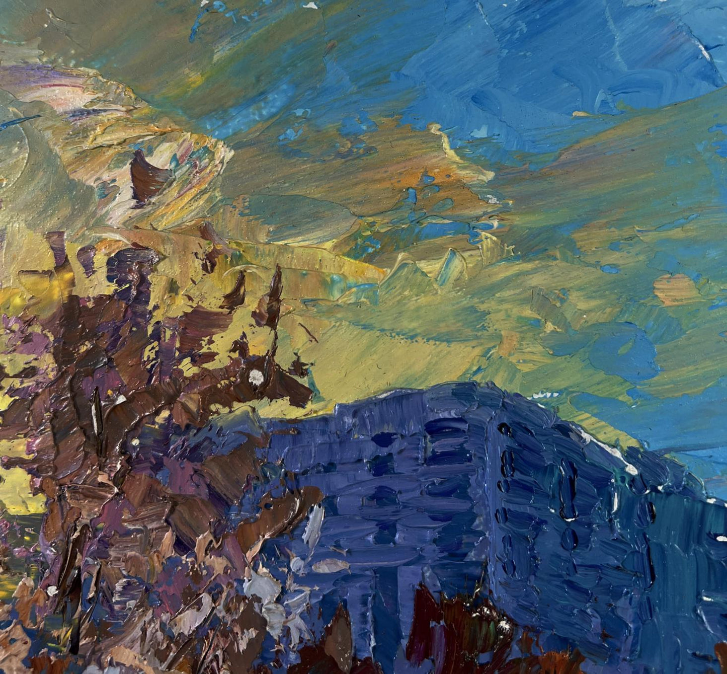 Oil painting Evening envelops the city by Boris Serdyuk, impressionistic landscape