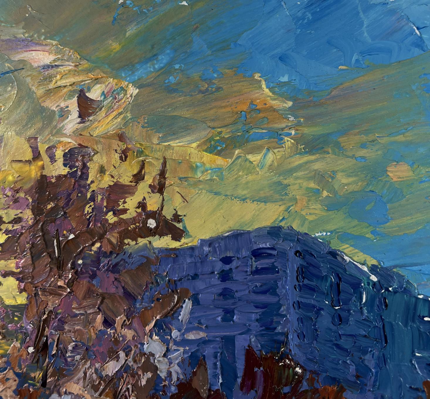 Oil painting Evening envelops the city by Boris Serdyuk, impressionistic landscape