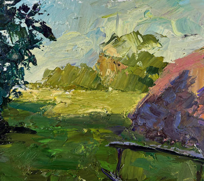 Impasto textured oil painting of old pedestrian bridge by Boris Serdyuk
