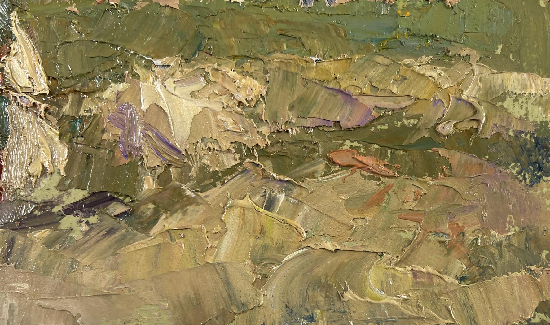 Oil painting Working in the field under blue sky by Boris Serdyuk