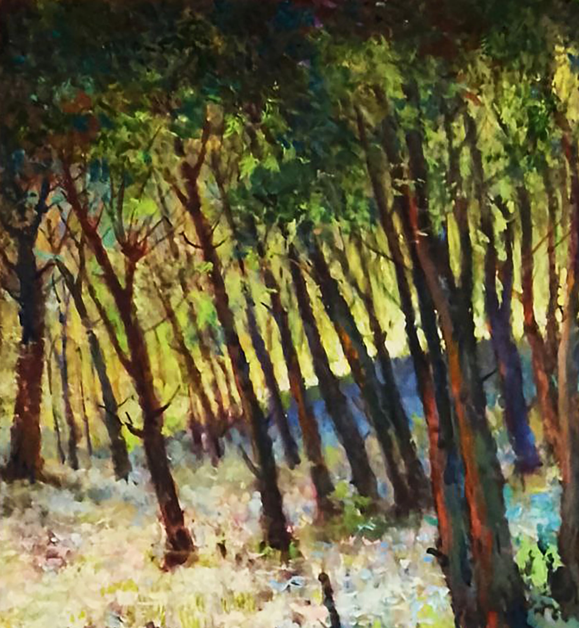Vibrant impressionist oil painting Pleasant summer forest by Vitaly Duhnevich