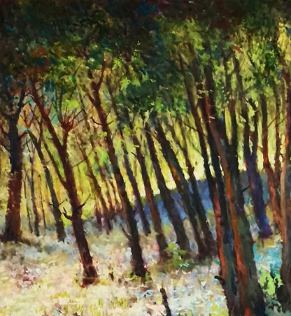 Vibrant impressionist oil painting Pleasant summer forest by Vitaly Duhnevich