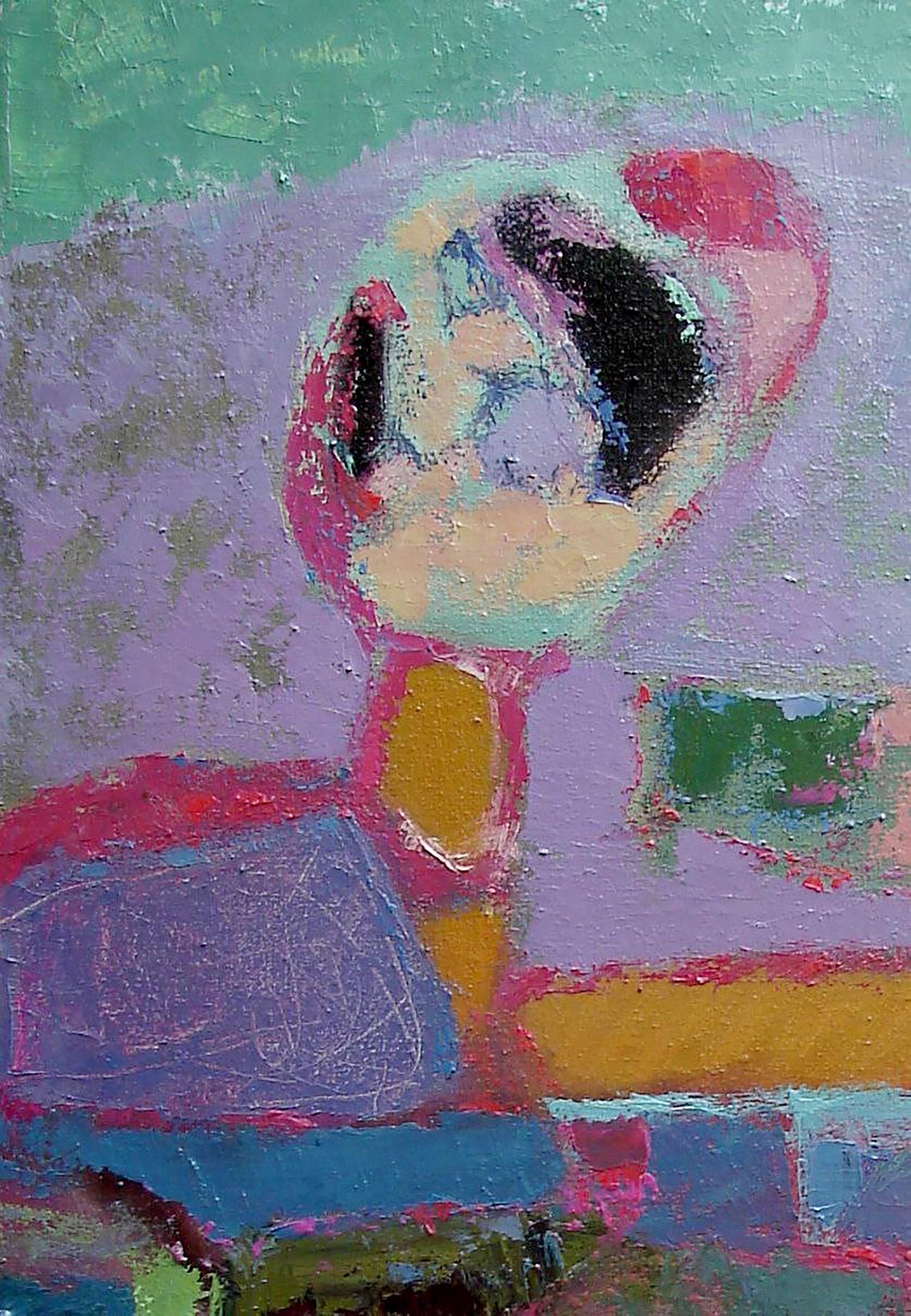 Vibrant oil painting Stairs up by Tatyana Shulyak with colorful abstract face