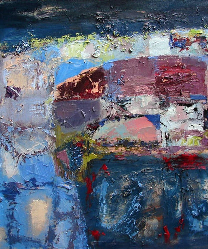 Oil painting Winter landscape by Tatyana Shulyak with bold impasto strokes