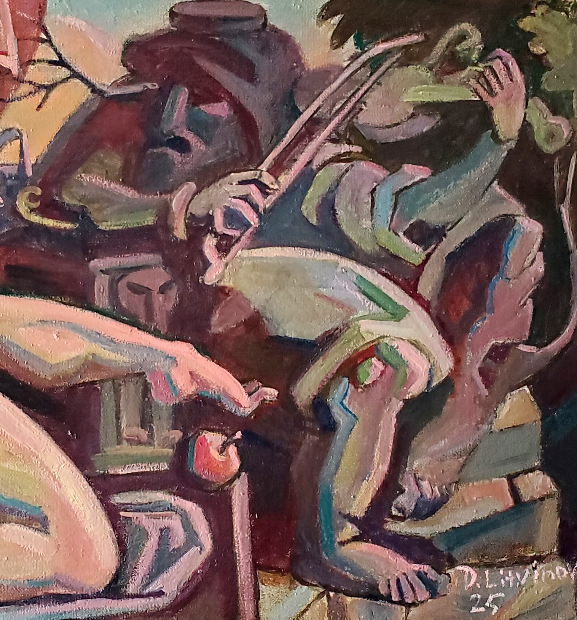 Oil painting Susanna and the Elders by Daniil Litvinov, abstract figures