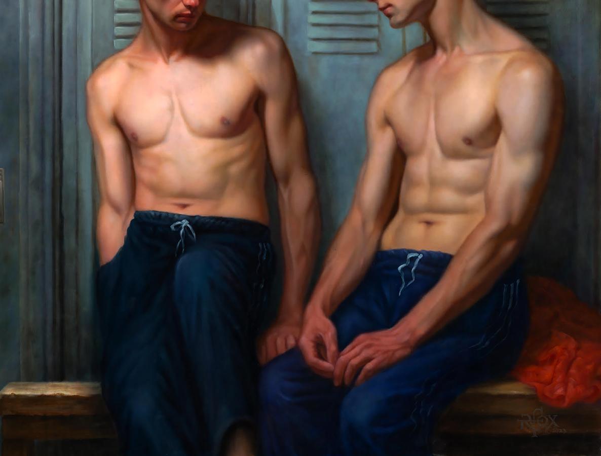 Oil painting Reserved in Communication Richard Fox