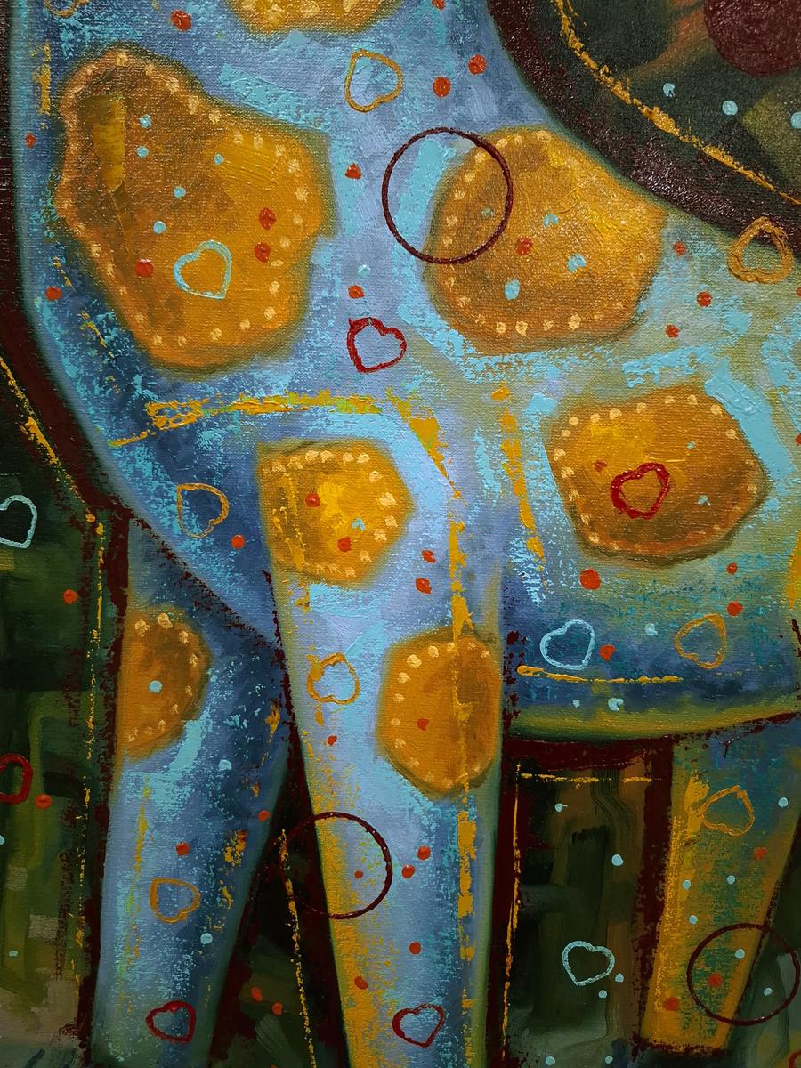Oil painting The giraffe is walking Sergey Voichenko