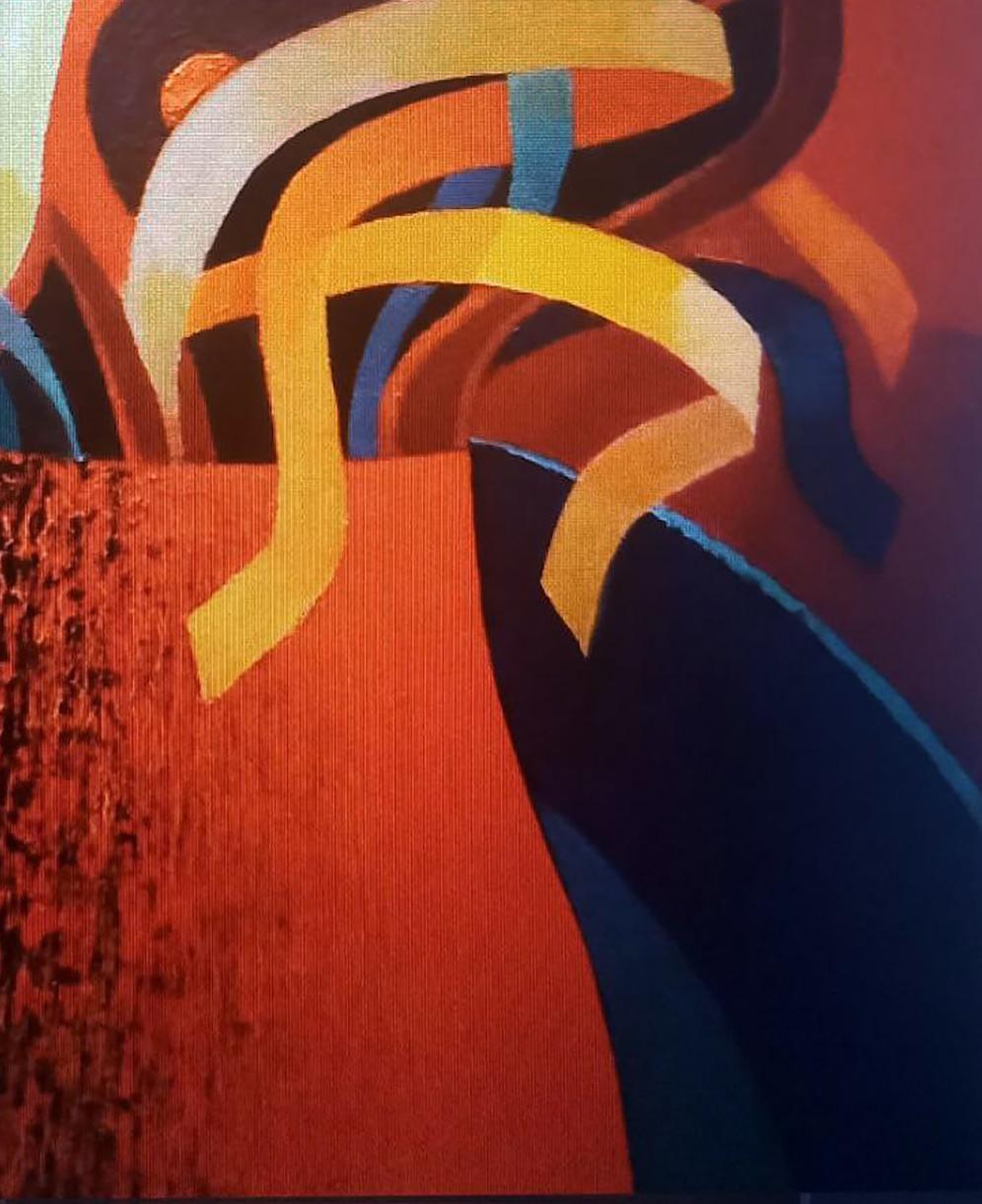 Vibrant oil painting vase with ribbons by Alexander Strashevich