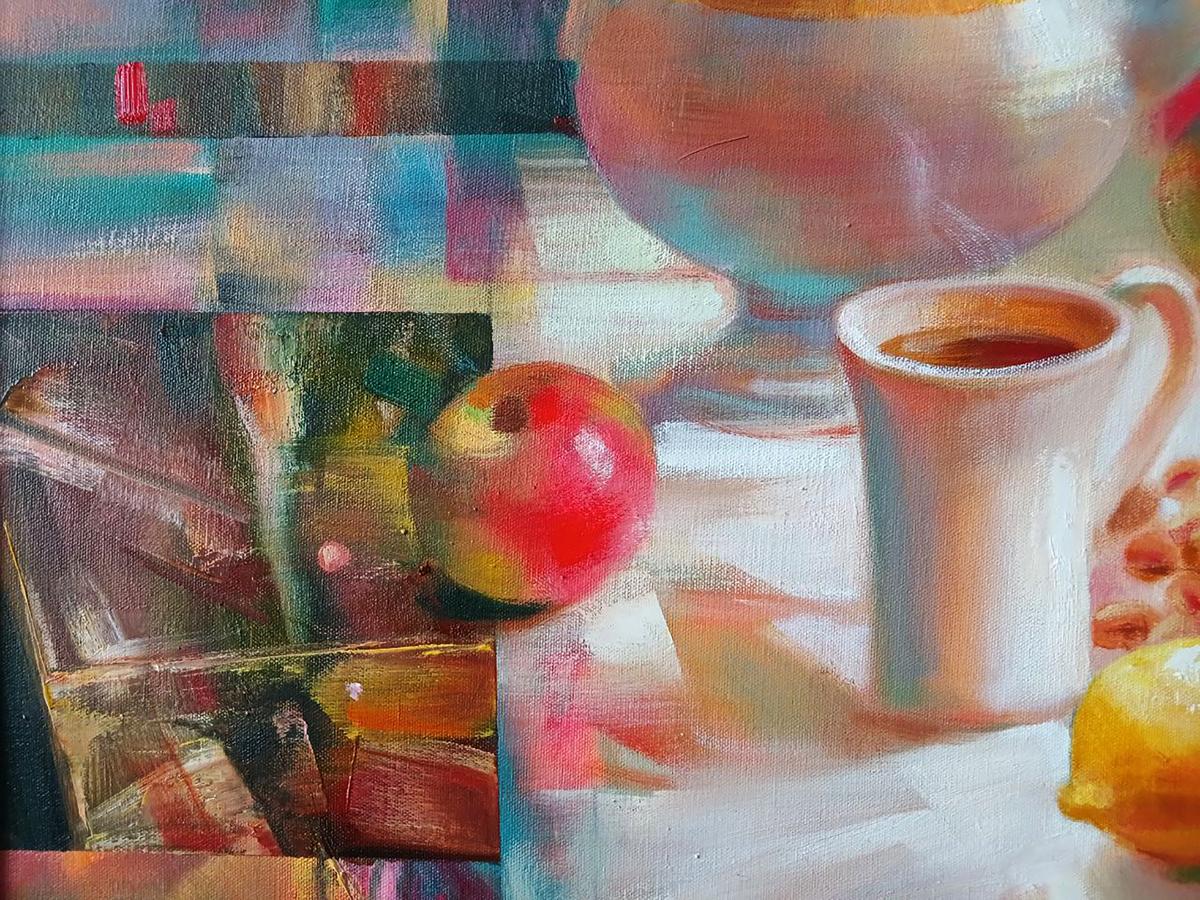 Abstract oil painting Morning Coffee Anatoly Tarabanov