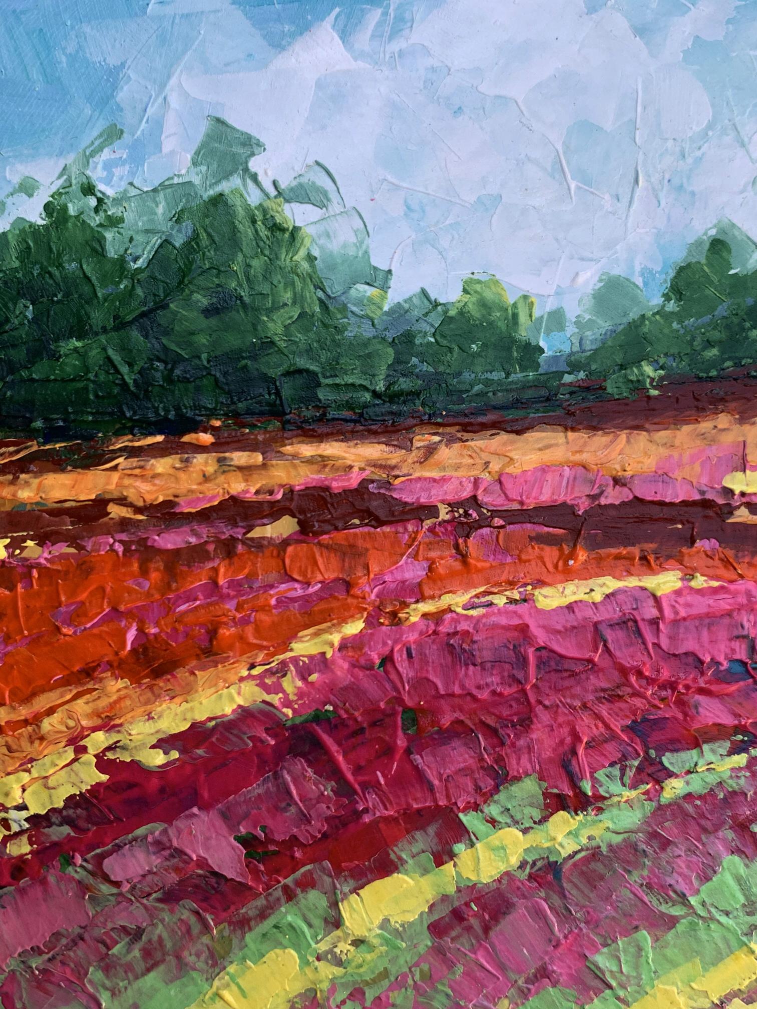 Vibrant impressionist oil painting of colorful field by V. Zadorozhnya
