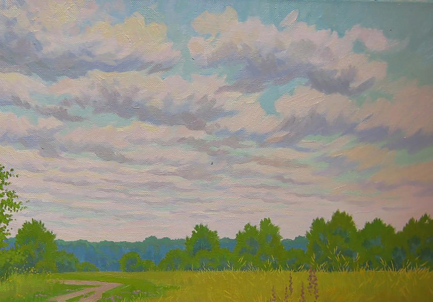 Oil painting Road through the meadows by Valery Savenets serene landscape