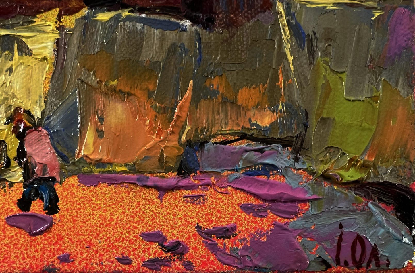 Oil painting Village evening in reflection by Oleksiy Ivanyuk vibrant abstract