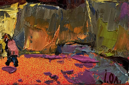 Oil painting Village evening in reflection by Oleksiy Ivanyuk vibrant abstract