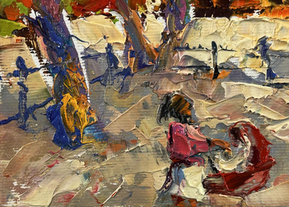 Oil painting On a walk in the city park by Oleksiy Ivanyuk, vibrant abstract art