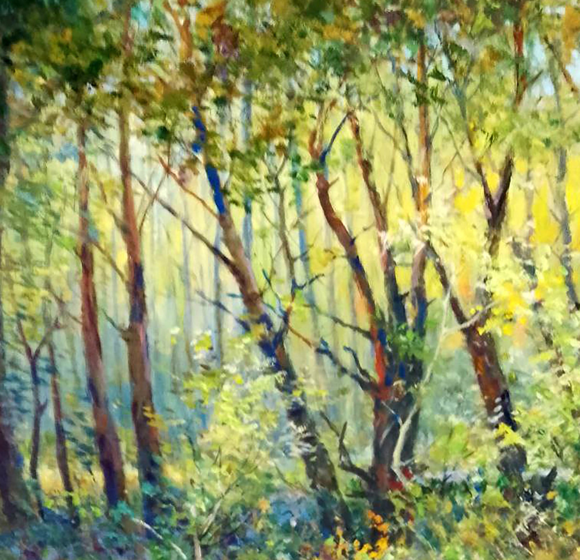 Vibrant impressionist oil painting Blooming forest by Vitaly Duhnevich