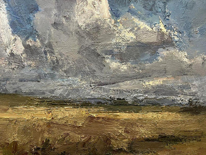 Textured oil painting Clouds over the field by Arsen Rustamov