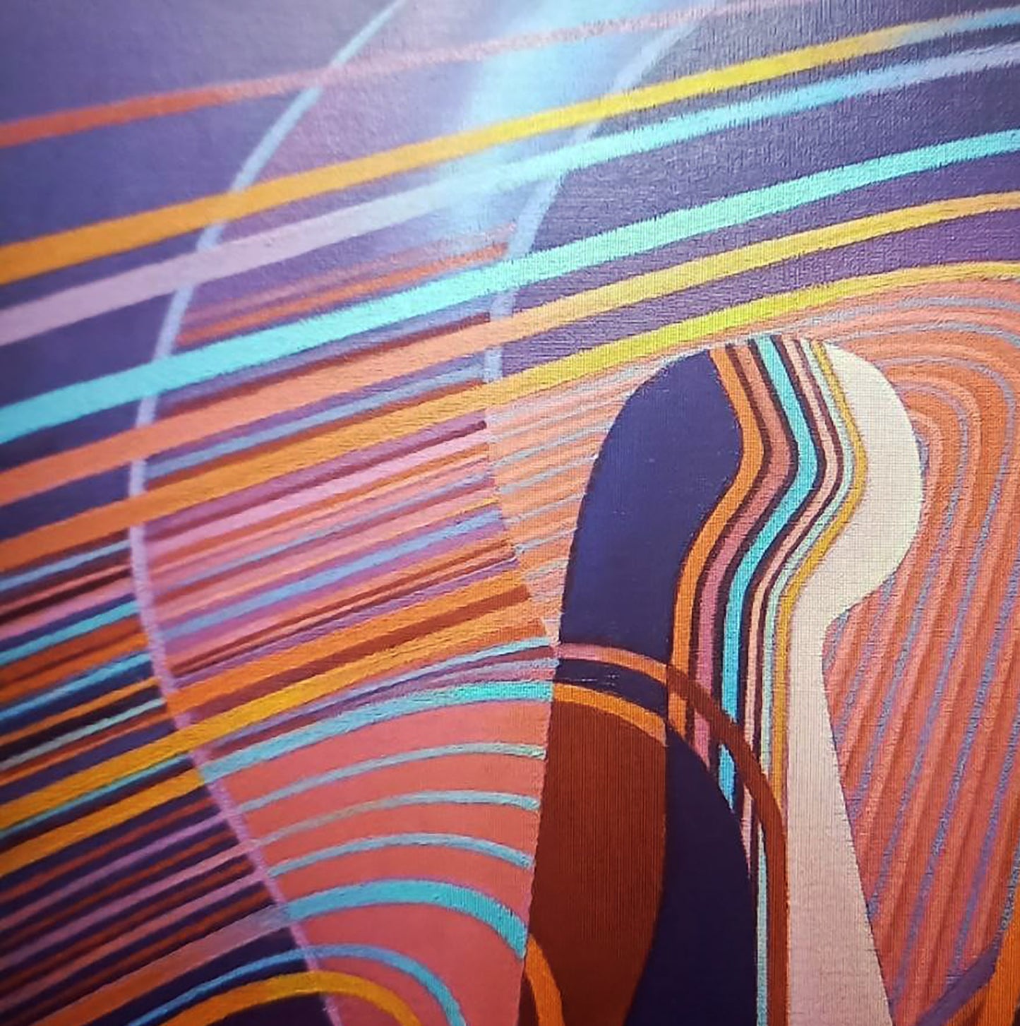 Oil painting Relativity of the World by Alexander Strashevich, vibrant abstract stripes