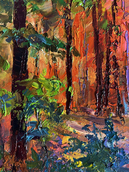 Oil painting Autumn in the forest by Boris Serdyuk impressionist scene