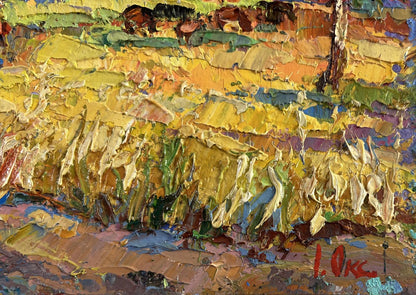 Vibrant impressionist oil painting Golden breath of autumn by Oksana Ivanyuk