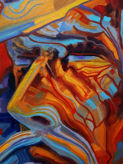 Vibrant abstract oil painting Thoughts of Don Quixote by Sergiy Voichenko