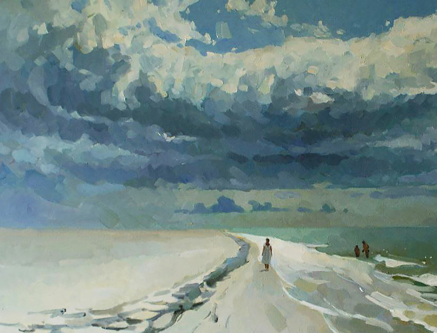 Serene impressionist oil painting Near the sea by Anastasia Yaroshevich