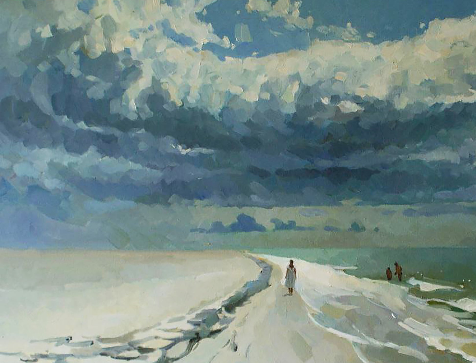 Serene impressionist oil painting Near the sea by Anastasia Yaroshevich