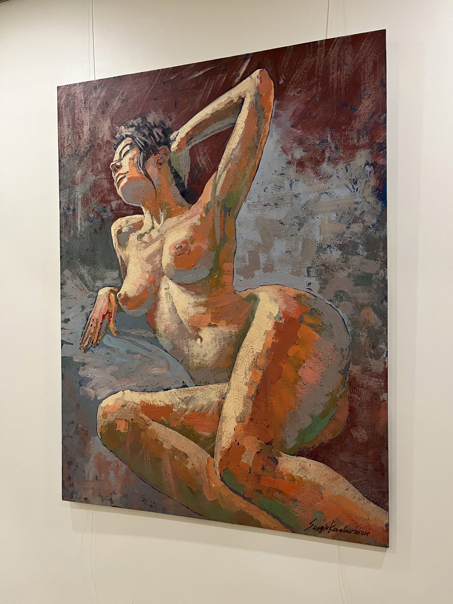 Acrylic painting Woman nude portrait   Serhiy Kovalev