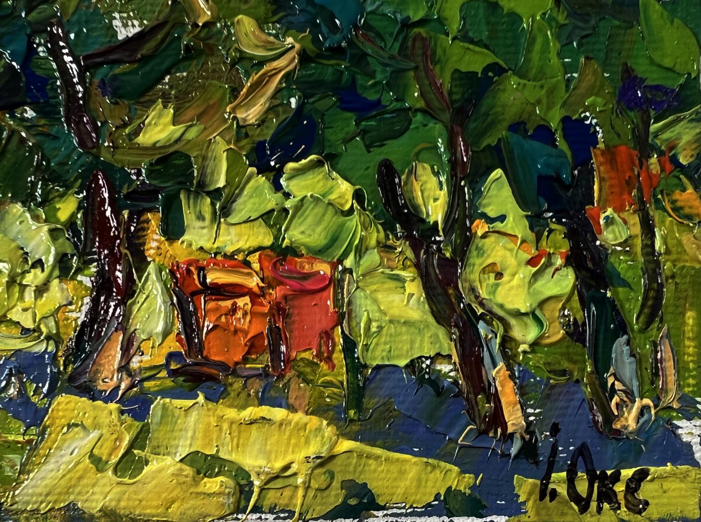 Vibrant impressionist oil painting Apiary in the Forest by Oksana Ivanyuk