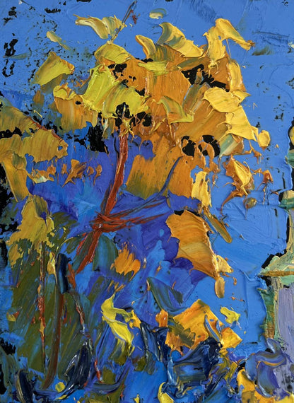 Vibrant impressionist oil painting of church in nature by Oksana Ivanyuk