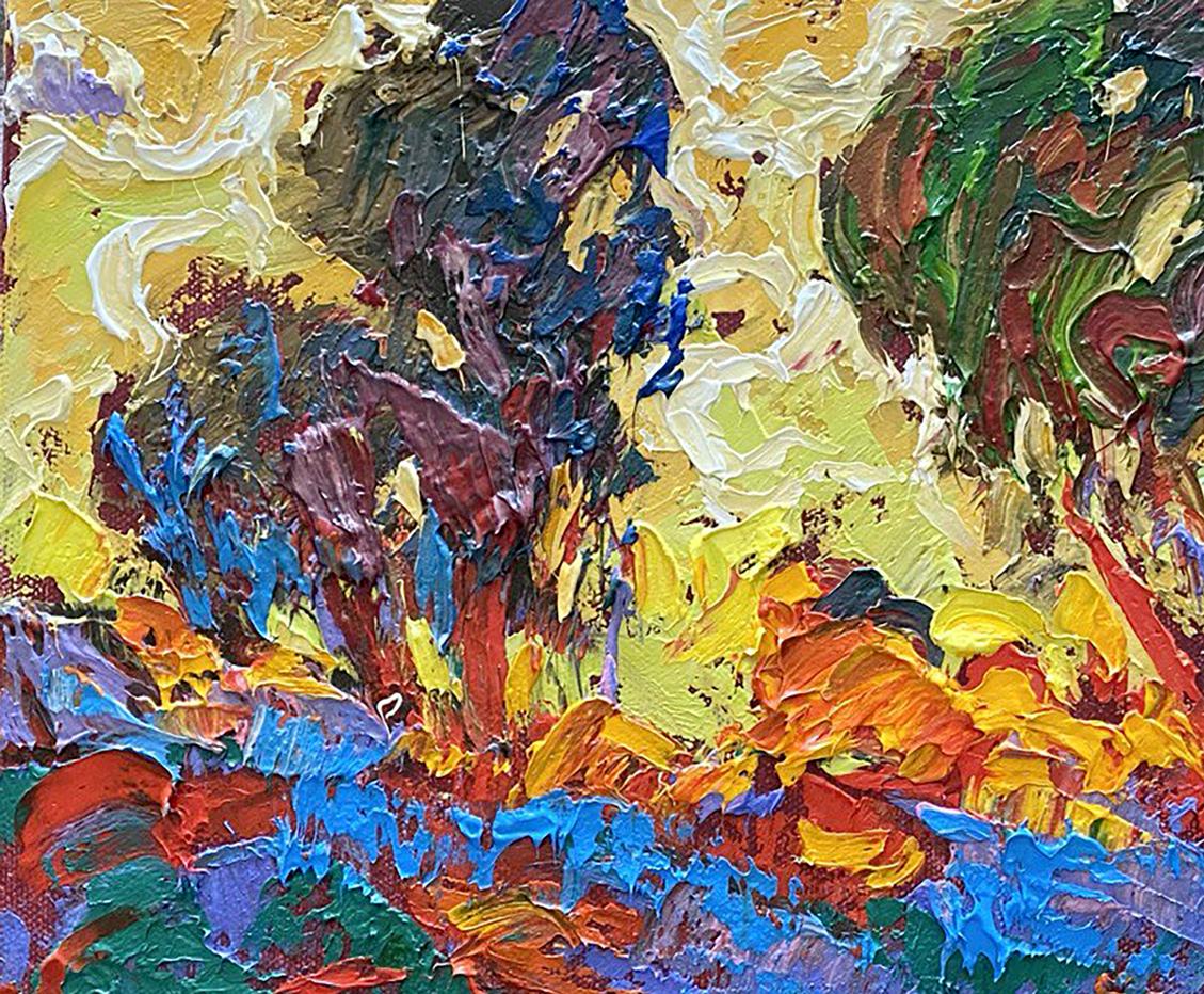 Vibrant Oleksiy Ivanyuk oil painting of green field with bold textured brushstrokes