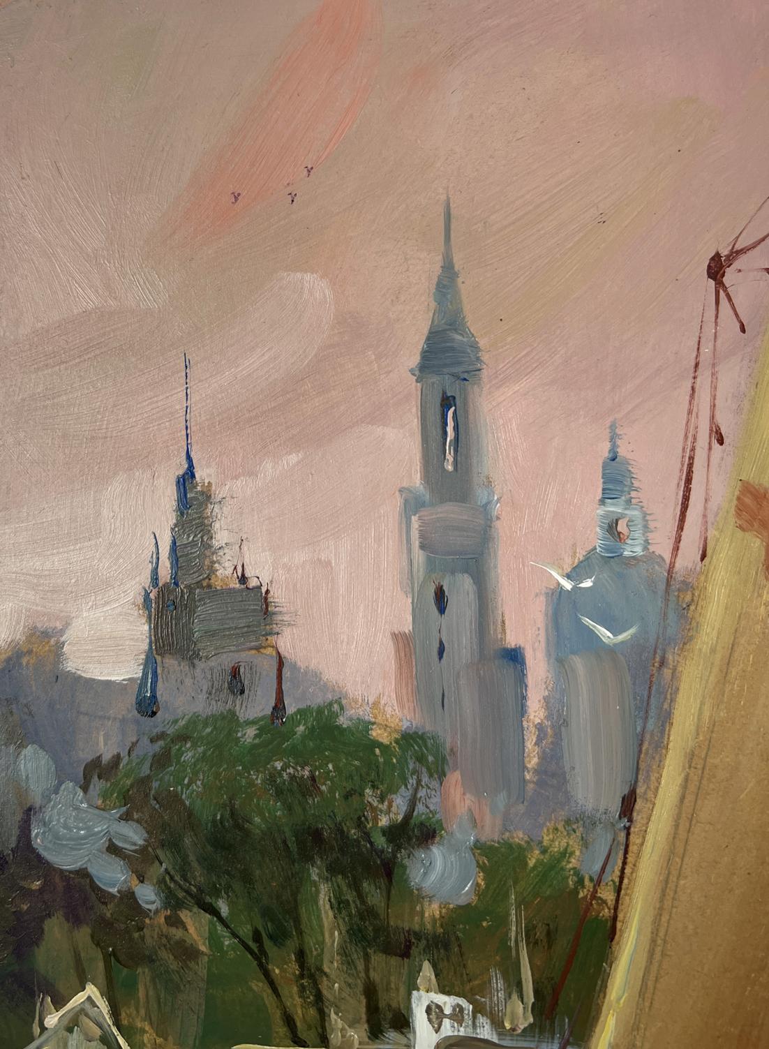 Oil painting The city is silent the boat is sailing by Yuriy Suprunchuk