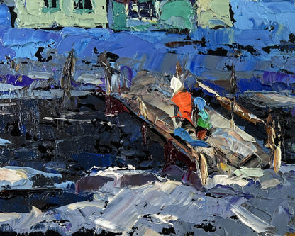 Oil painting The evening light of the native house by Oksana Ivanyuk