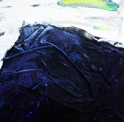 Oil painting Black Mountain by Natalia Korf-Ivaniuk, textured navy blue abstract