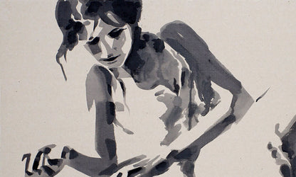 Grayscale ink wash woman eyes, Acrylic painting Bright streak of life Dima Filatov