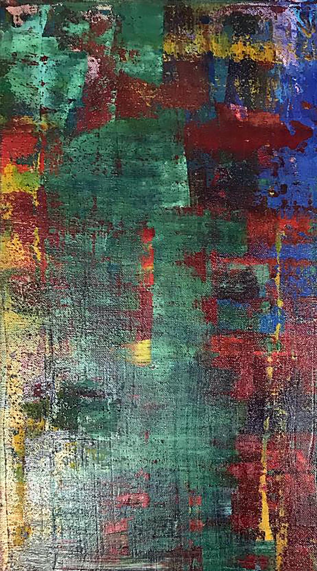 Autumn Olga Melezhik acrylic painting with bold green red blue yellow strokes