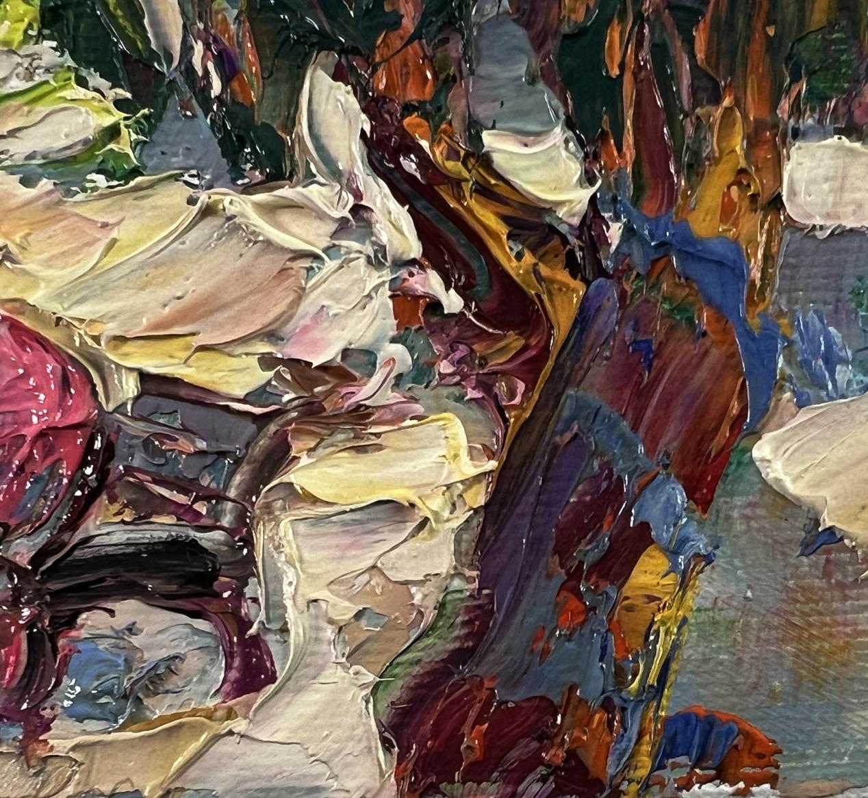 Oil painting In the summer park by Oleksiy Ivanyuk, vibrant impasto abstract