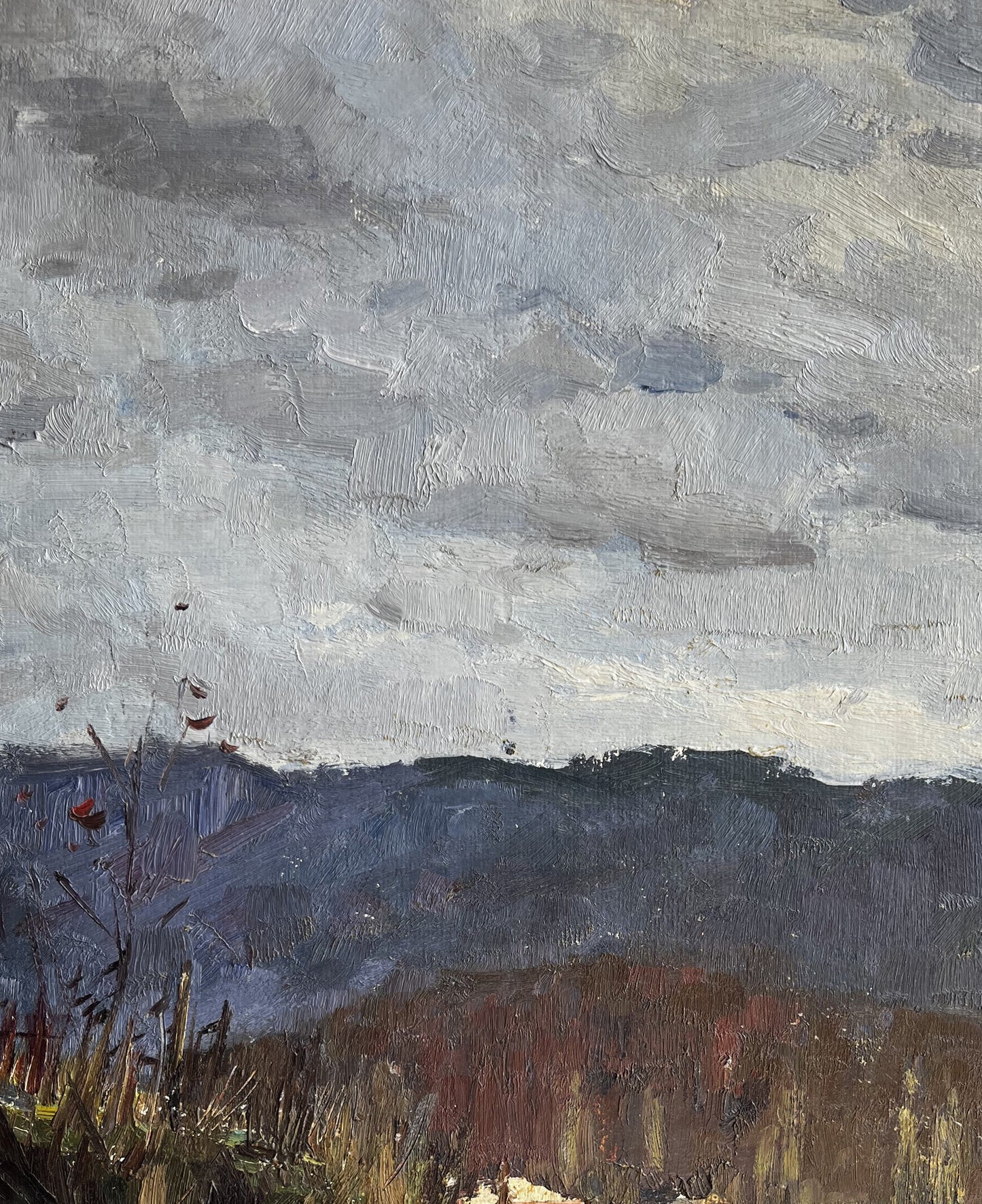 Oil painting Autumn in the Mountains by Boris Spornikov moody landscape