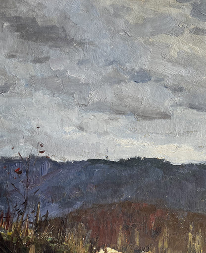 Oil painting Autumn in the Mountains by Boris Spornikov moody landscape