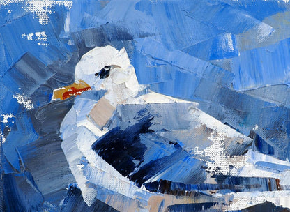 Textured impressionist oil painting of seagull by Volodymyr Gluhomanyuk