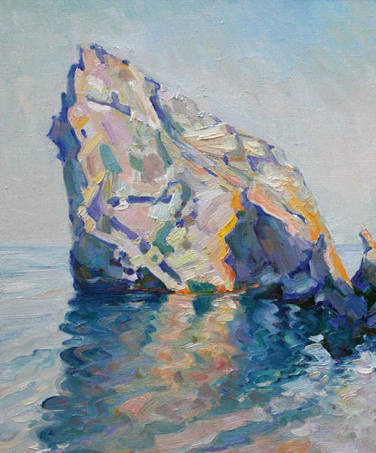 Oil painting Rock on the seashore by Leonid Pavlenko textured impressionist view