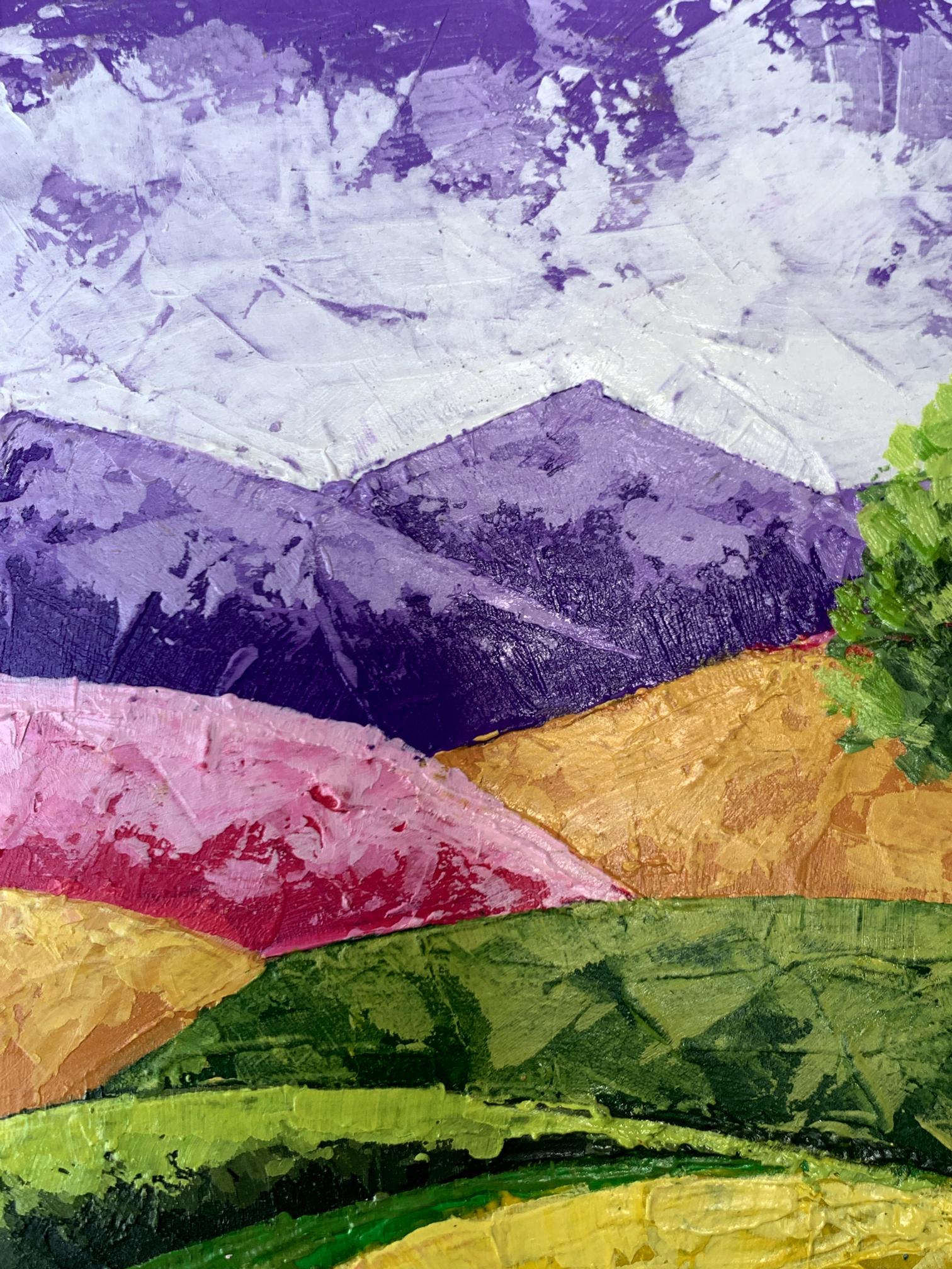 Vibrant abstract oil painting Walking through the mountain fields by V. Zadorozhnya